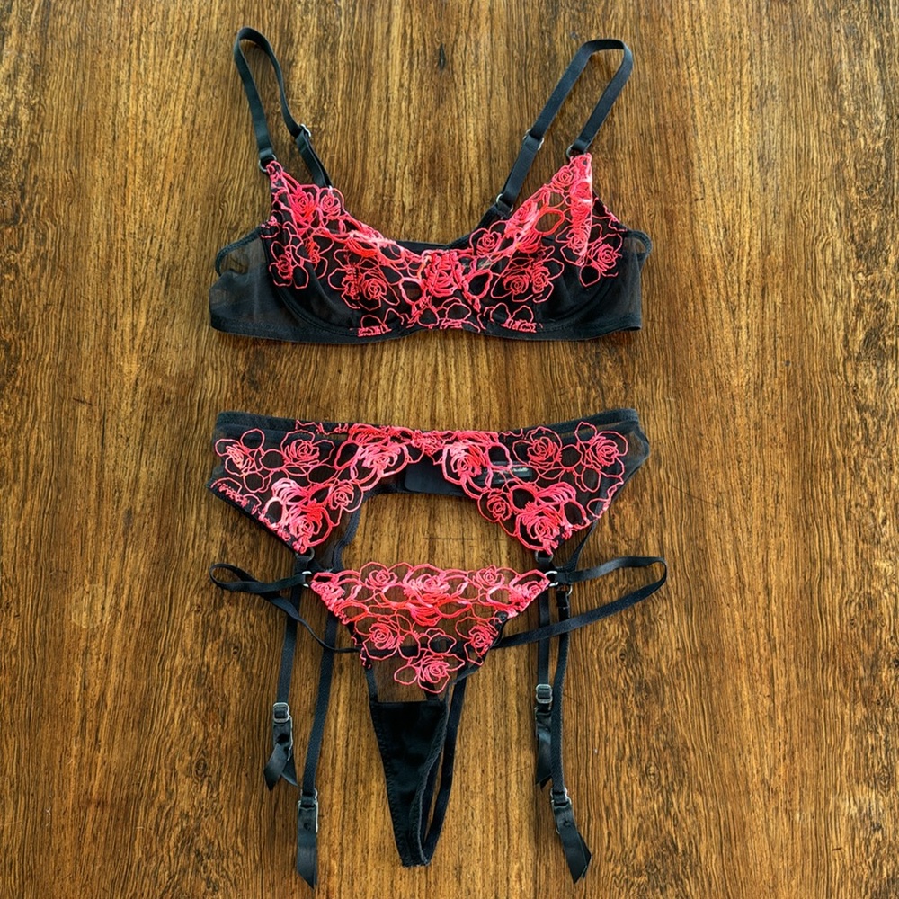 Honey Birdette 3 Piece Lingerie Set 36C and Medium